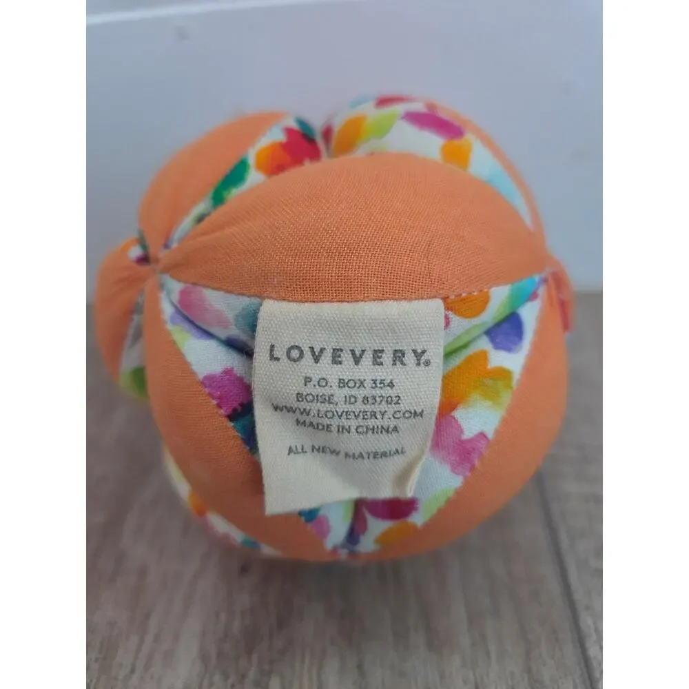 Lovevery Organic Montessori Puzzle‎ Ball 3.5” Orange Floral Sensory Baby Toy